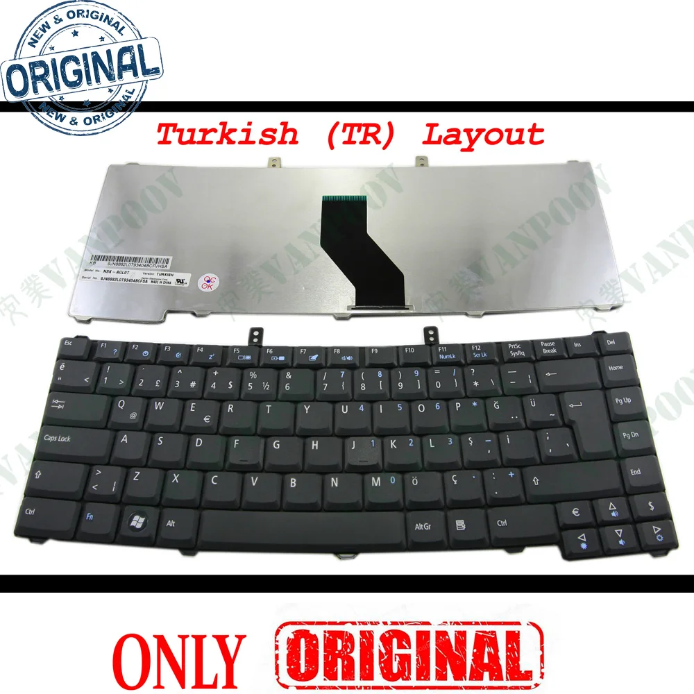 New Laptop Keyboard for Acer Travelmate 4520 5220 5710 7220 7520, Extenna 4220 5120 5520 7120 Black Turkish TR - NSK-AGL0T