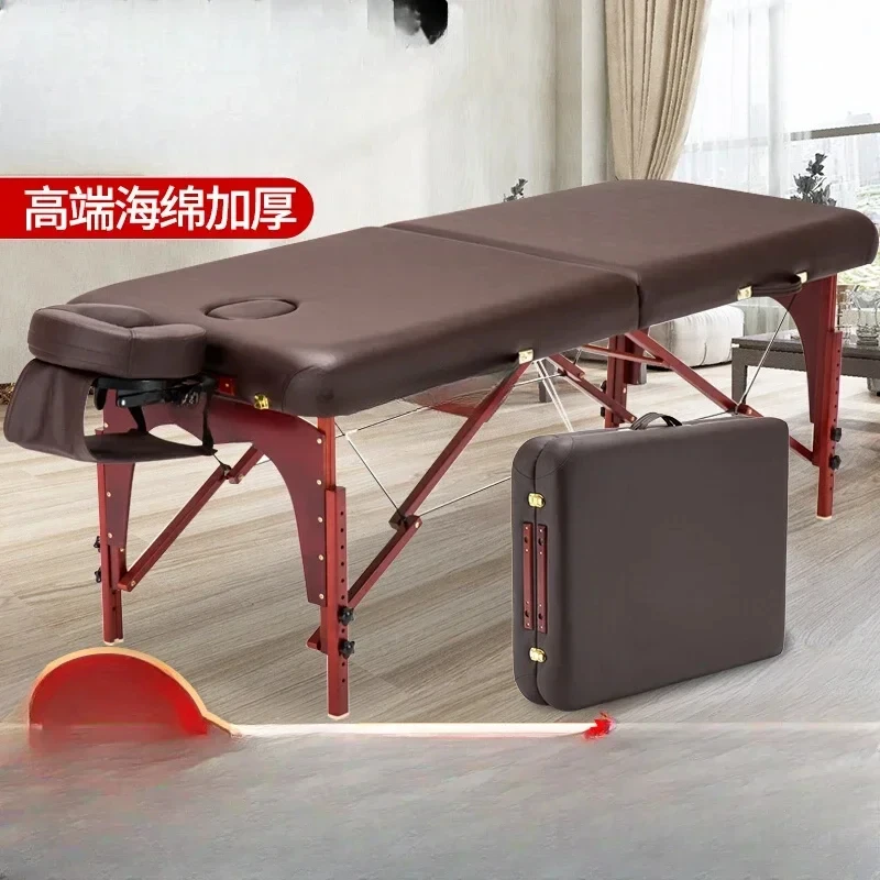 Foldable Massage Facial Bed Solid Wood Portable Household Beauty Salon Massage Needle Physiotherapy Bed Portable