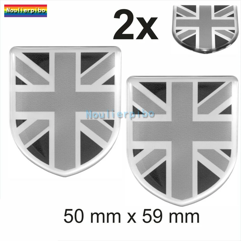 

2x GB Black Union Jack UK 3D Car Sticker Dome Sticker Epoxy Vinyl Decal Badge Car Bumper Window Motorcycle Trolley Case Decal