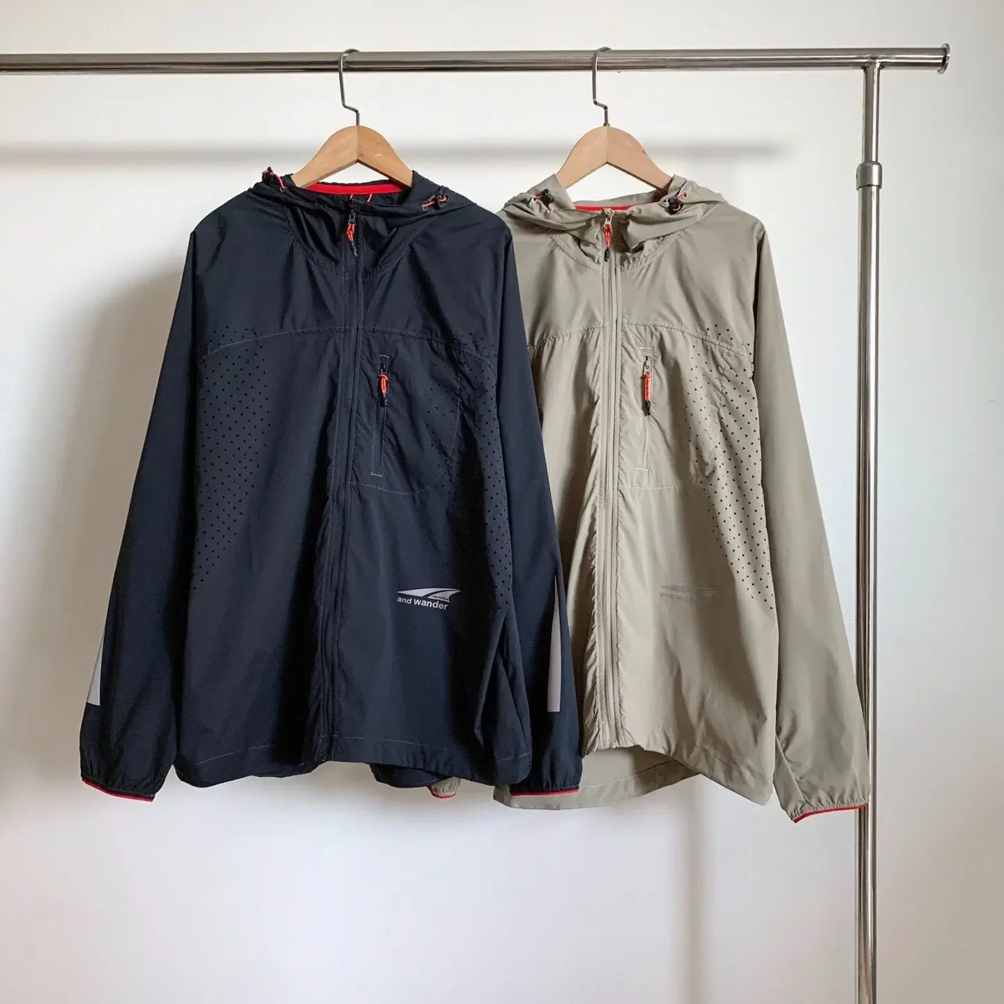 And Wand Collaboration Ultralight Hooded Sun Protection Jacket Triangle Perforated Water Repellent Wind Shell