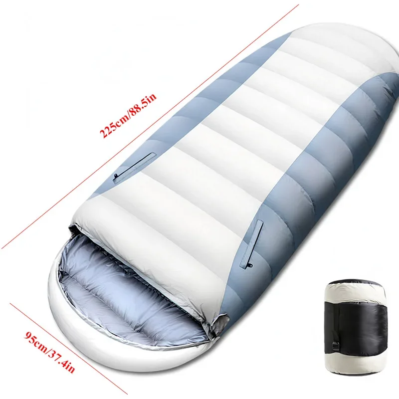 225*95cm Large Widen Size Adult White Duck Feather Egg Shape Sleeping Bag Filling 1600/1900/2200/2600g Full Season Keep Warm