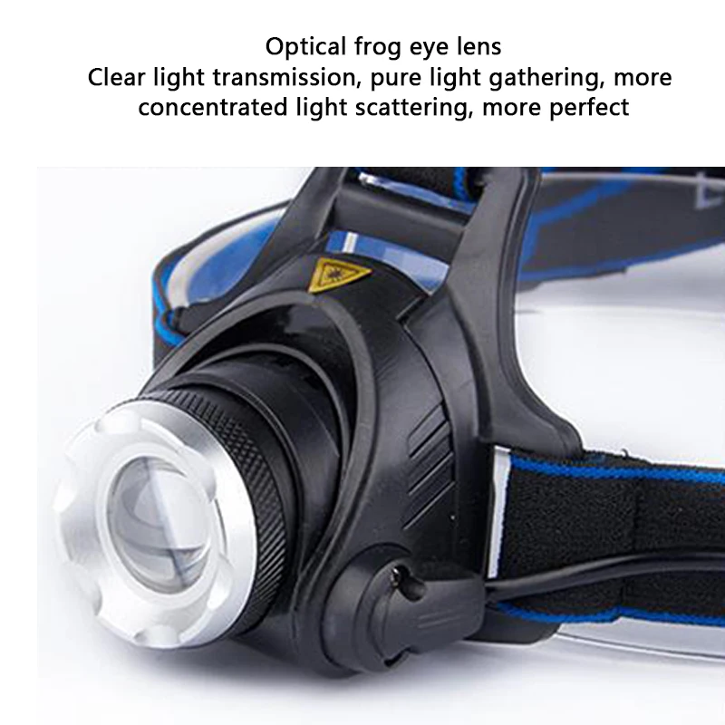 Powerful LED Headlamp DC Charging Headlight Waterproof Head Lamp Use 18650 Battery Zoomable Head Light for Camping