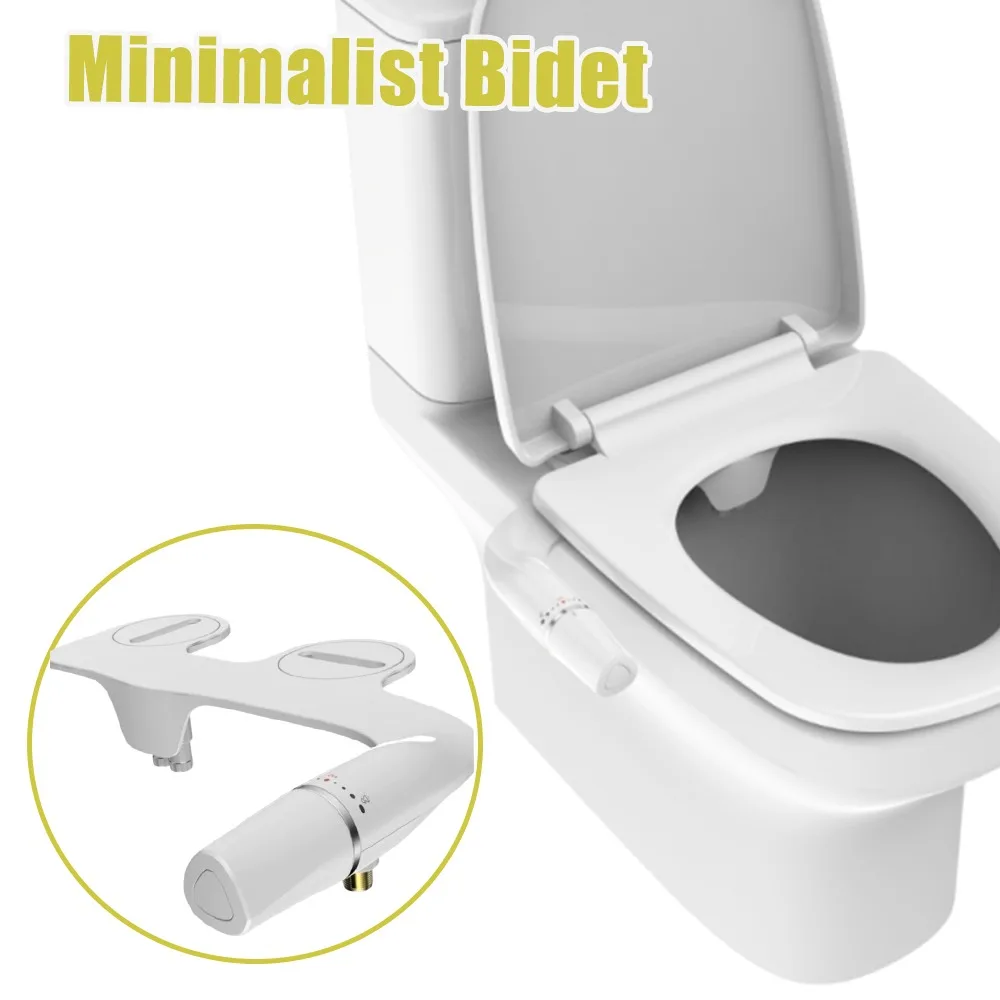 Non Electric Bidet Sprayer Attachment Ultra Thin Self Cleaning Retractable Dual Nozzle Rear Feminine Wash Adjustable Pressure