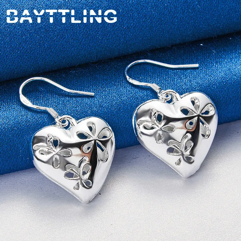 

BAYTTLING 925 Sterling Silver 30MM Exquisite Heart Earrings For Women Charm Fashion Wedding Jewelry Accessories