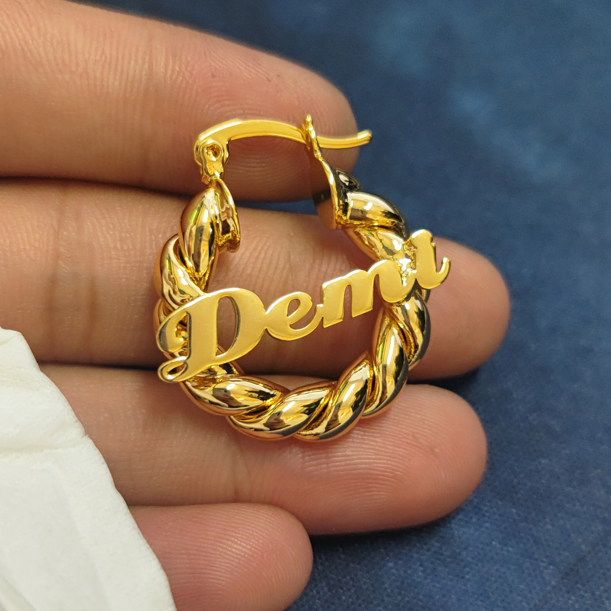 Custom Name Hoop Earrings For Kids Personalized Letter Earrings Mini Twist Hoop Earrings Customize Name Earrings