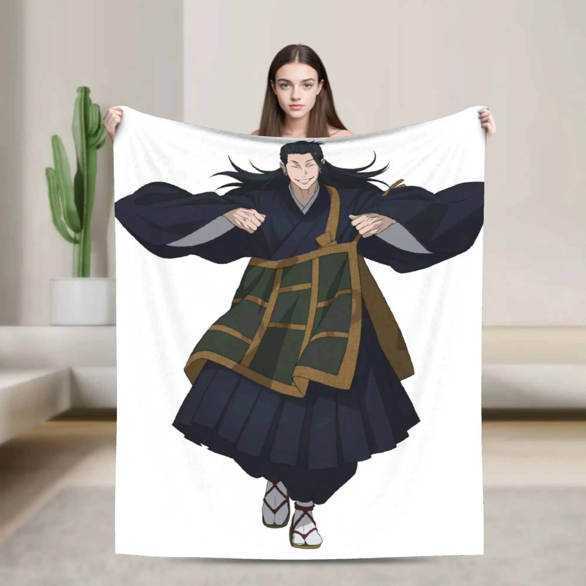 Geto Suguru Jujutsu Kaisen Flannel Blanket Winter  Warm Soft Throw Blanket for Girls Boys Street Trend Bedspread Sofa Bed Cover
