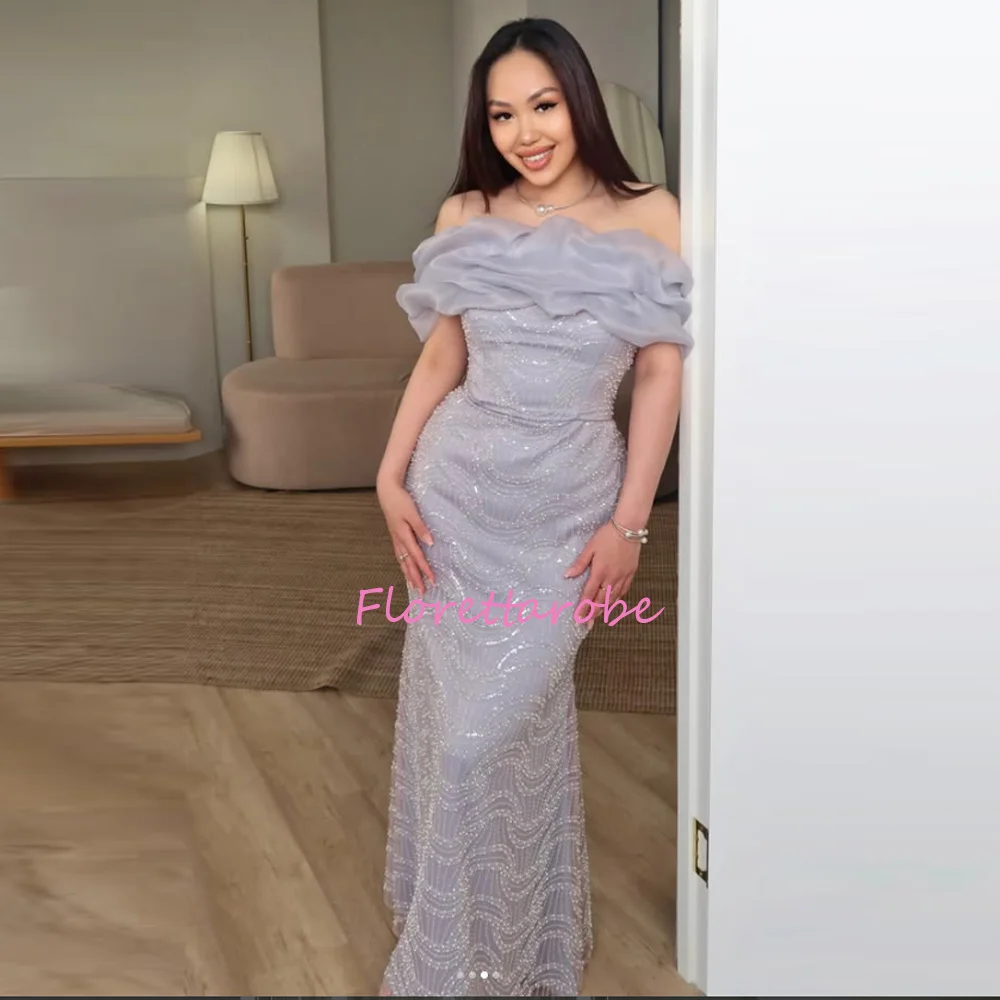 

Exquisite Prom Dress Elegant Mermaid Evening Gowns Customized Off The Shoulder Sparking Party Dress for Special Occasion