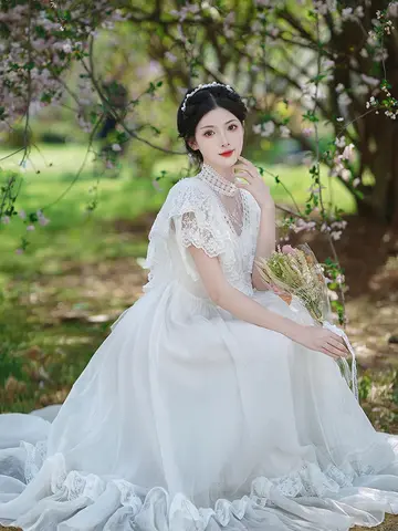 8 best sales vit viktoriansk klänning - №5