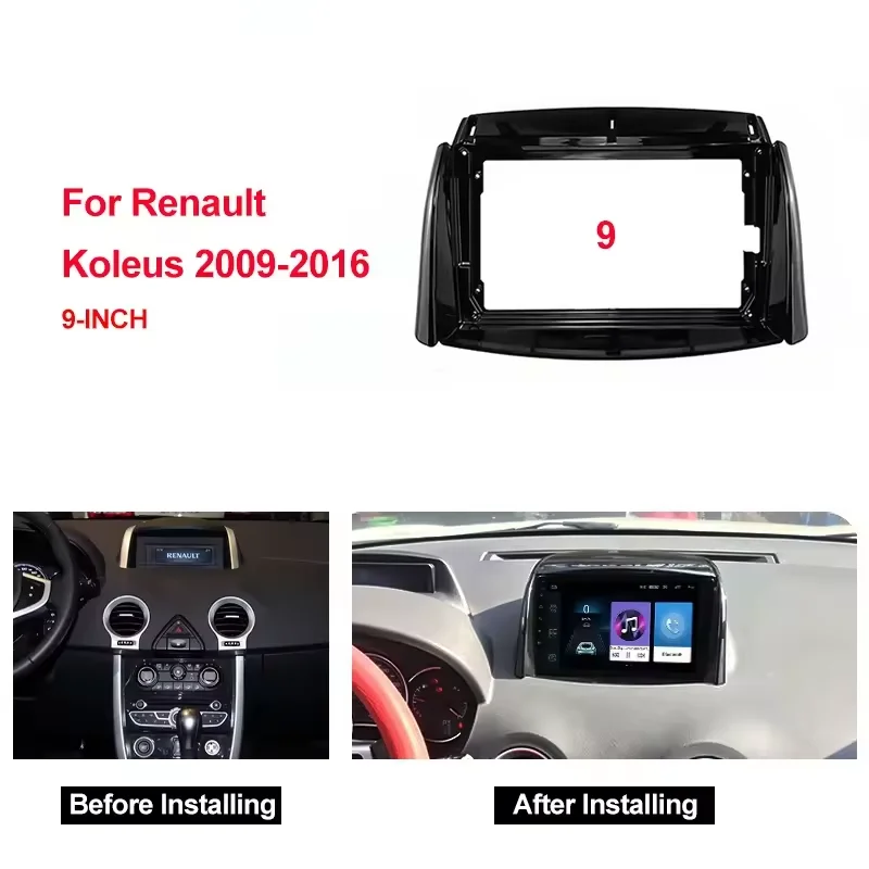 9 Inch Frame Auto Radio Fascia For Renault Koleos 2009-2016 Multimedia player Frame Dashboard Bezel Panel 2 din