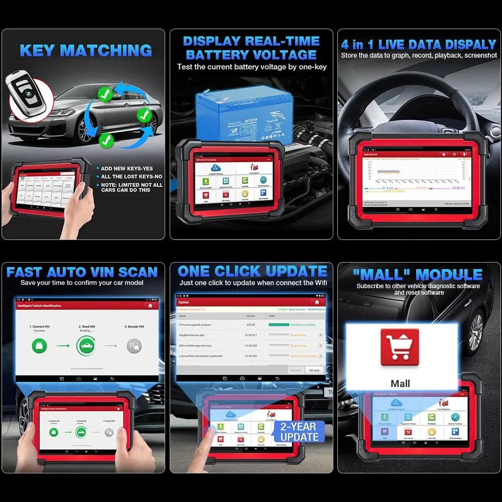 LAUNCH X431 CRP919E BT Car Diagnostic Tools CAN FD/DOIP FCA FULL System 31+ Reset ECU Coding Bidirectional Car OBD2 Scanner