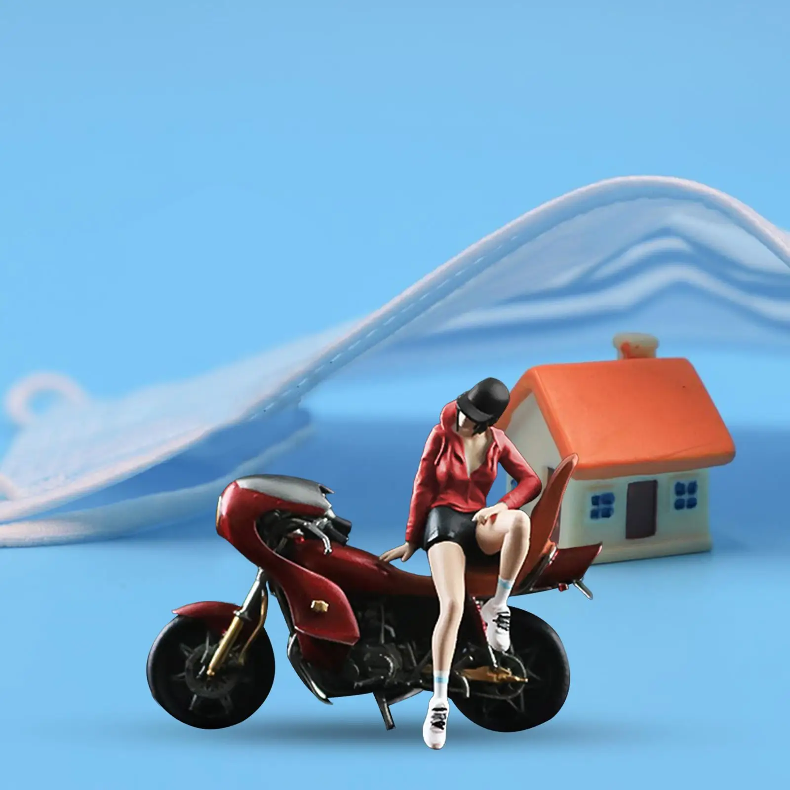 Figura de niña y motocicleta Micro paisaje S Gauge, proyectos de bricolaje, colecciones, diseño, decoración, estatuilla de resina, decoración de Dioramas, 1/64