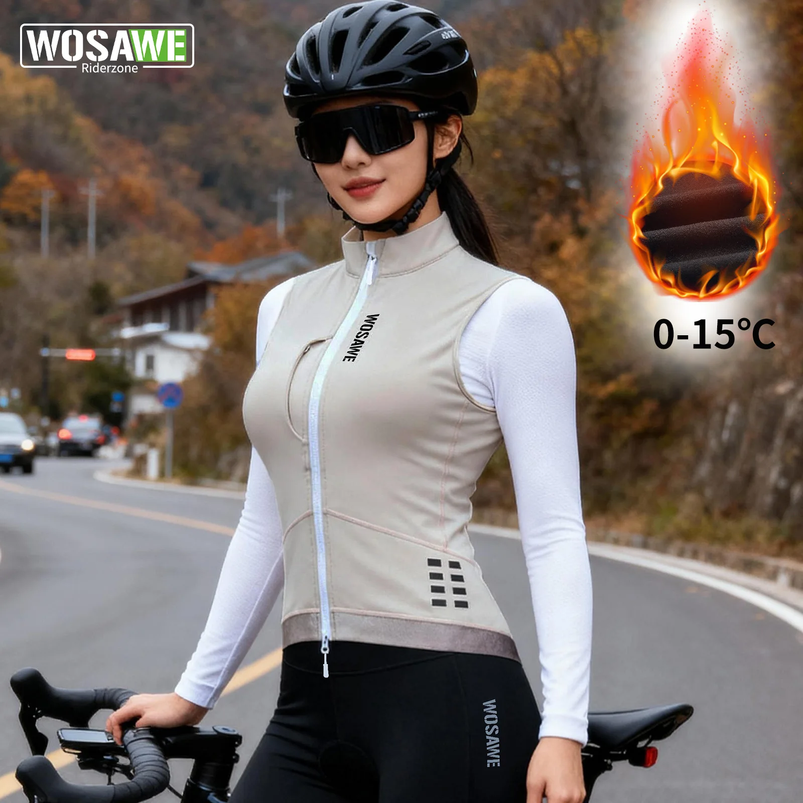 

WOSAWE Women's Winter Cycling Vest Autumn Fleece Warm Bike Vest Outdoor Sports MTB Road Thermal Bicycle Waistcoat﻿