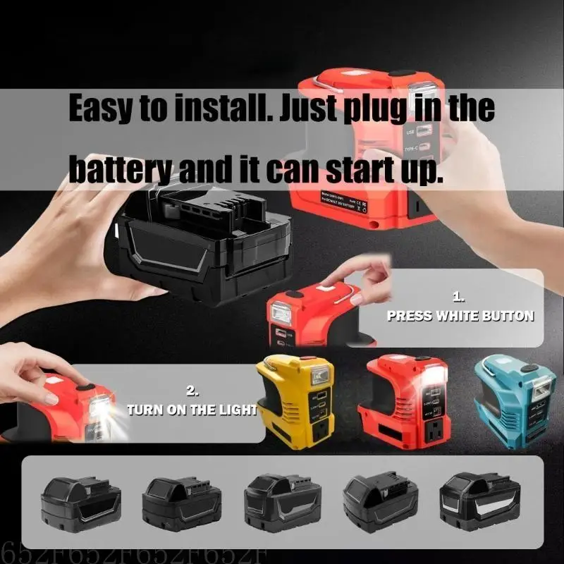 

Easy Carry 180W Power Stations with USB & Type C Fast Charging Plastic Power Converters backups Power Supply for 18V Battery