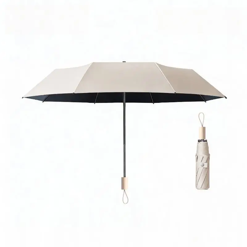 

Rainproof Windowproof Dual-purpose Sun Umbrella UV Protection Sunshade Black Vinyl Retro Simple and Stylish Women's Umbrella