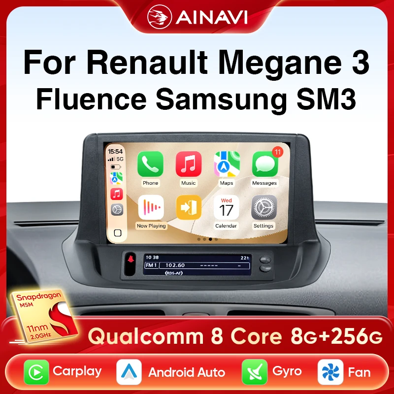 

Ainavi Car Radio For Renault Megane 3 Fluence Samsung SM3 2008 2009 2010 2012 2014 Wireless Carplay Android Auto Car Multimedia