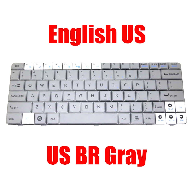 Brazilian BR / English US Laptop Keyboard For Quanta NL2 V112646AK1 V112646BS1 AENL2AN0020 AENL2U00020 Gray New