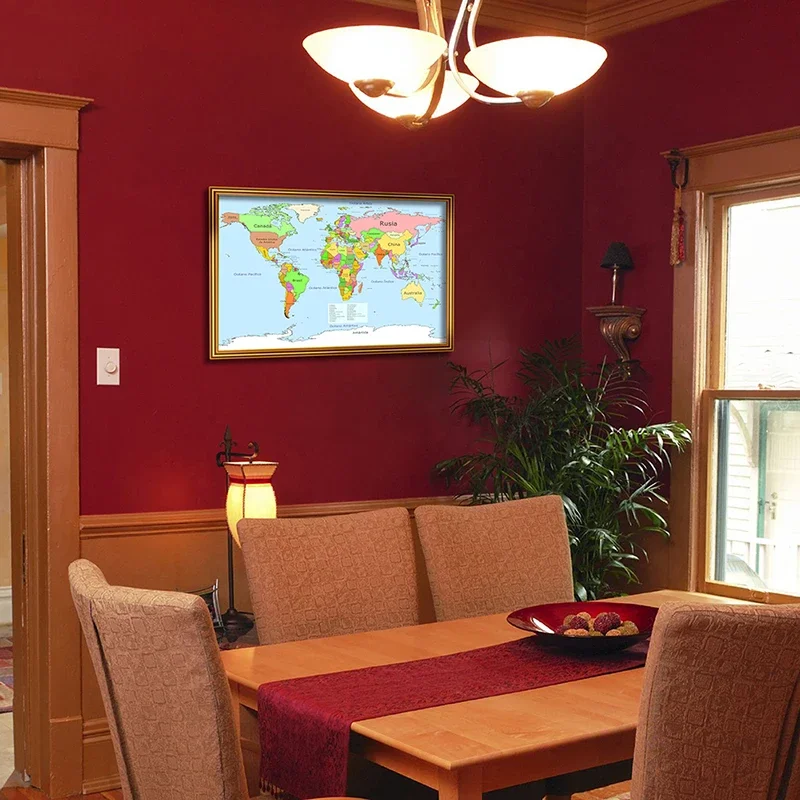 In Spanish The World Map 90*60cm Canvas Painting Wall Decor Art Picture Living Room Home Children Study School Supplies