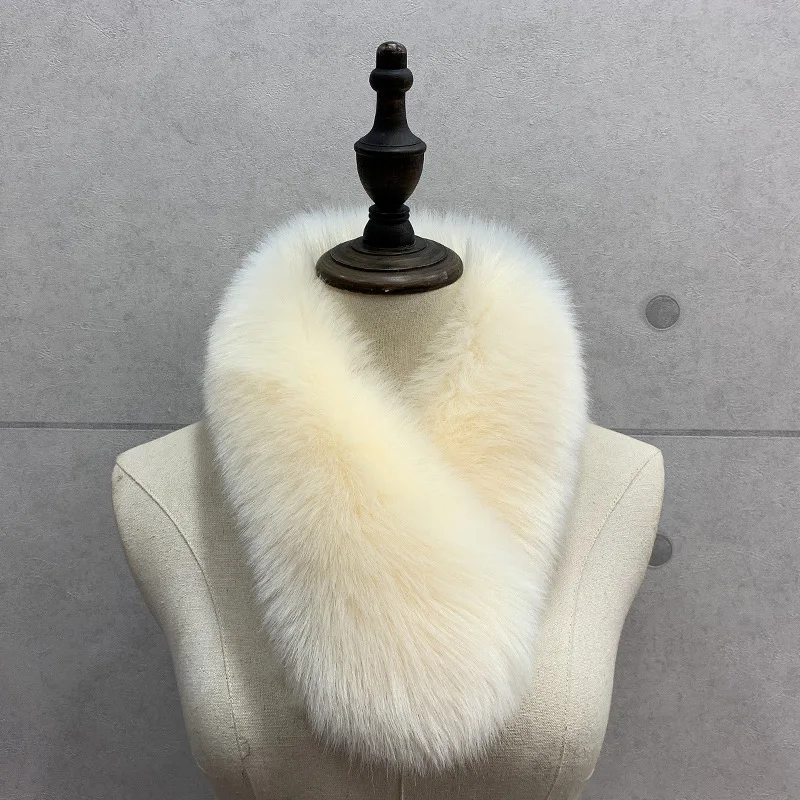 New Women Faux Fox Fur Collar Scarf Thick Imitation Fur Shawl Collar Autumn Winter Neck Warmer Solid Color Scarf Neckerchief