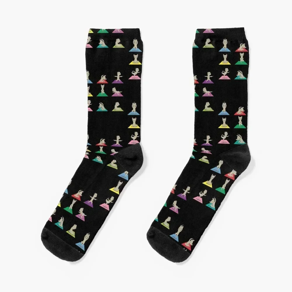 Yoga alpaca llama gymnastics meditation with yoga poses Socks sports stockings Crossfit Men Socks Luxury Brand Women's