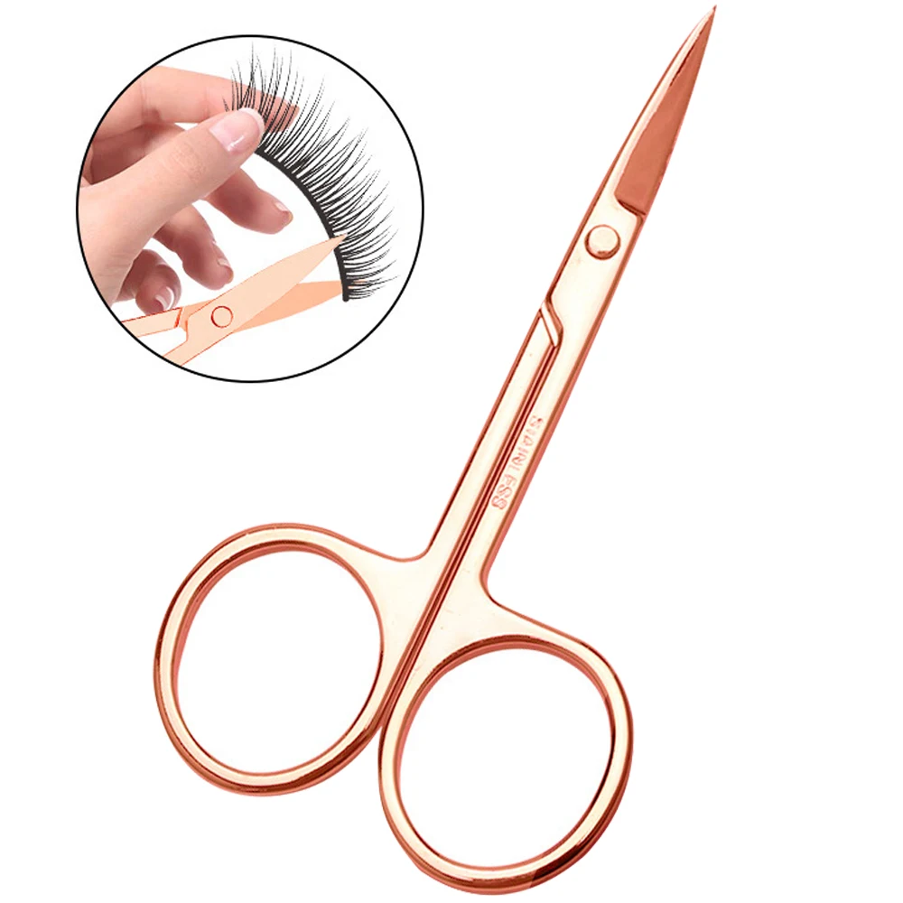 2/5 個まつげピンセットセットプロフェッショナルローズゴールドステンレスチップ眉毛トングクリップはさみ美容ツールまつげカーラー女性のための