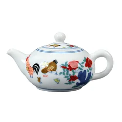 Ceramic Hand Painted Teapot Handheld Teapot Retro Tea Kettle for Tea House Chinese traditional colorful chicken cup and teapot