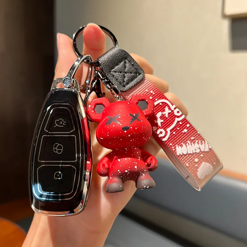 Silver Edge Car Key Case Shell for Ford Focus Mk3 Mk4 Kuga Mondeo Fiesta Titanium Ecosport Transit MK8 Cover Remote Fob Keychain