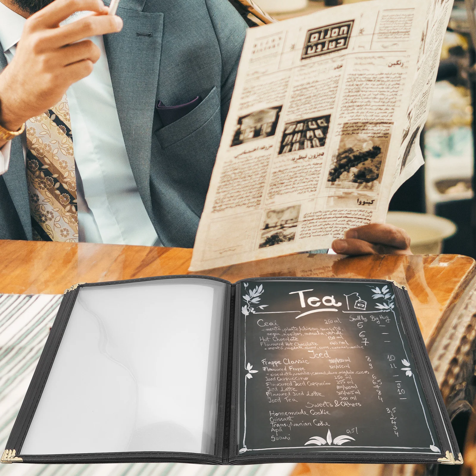 Menu Cover Book Premium Pvc Waterproof Oil-Resistant Restaurant Menu Protector Hotel Cafe Bar Clear A4 Holder Reusable