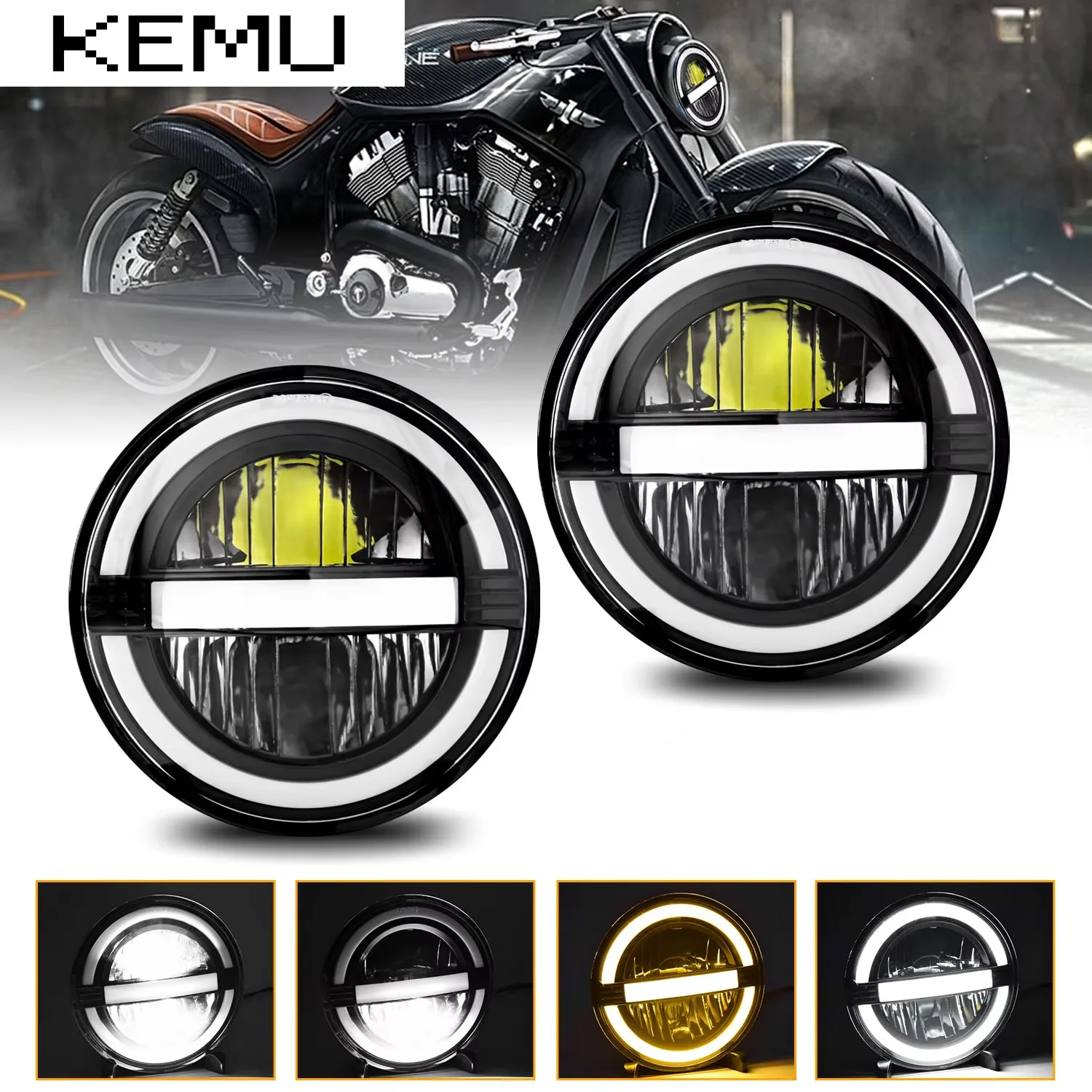 

7-Inch Motorcycle LED Headlights Universal Round Headlights Suitable For Use With Harley Retro Sedan Honda CB400 Jeep Wrangler