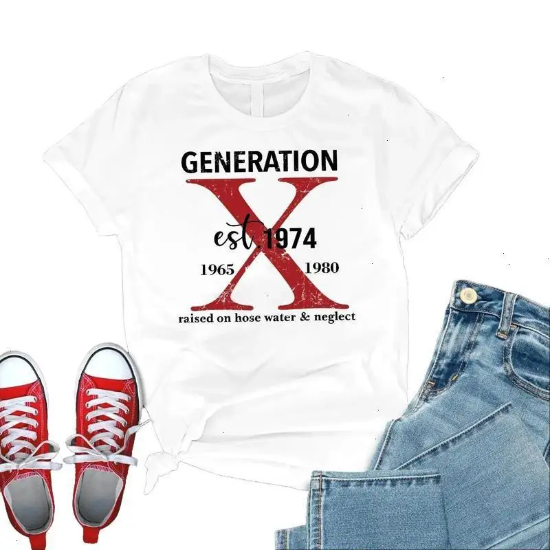

Generation X T-shirt, Funny 1974 Birthday Gift, Vintage Gen X Graphic Tee, Humorous Raised on Hose Water Sarcastic Top