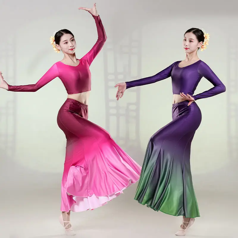 Dai Costume da spettacolo di danza etnica per donna Abito da sirena per pratica slim fit per adulti Abito da ballo di pavone