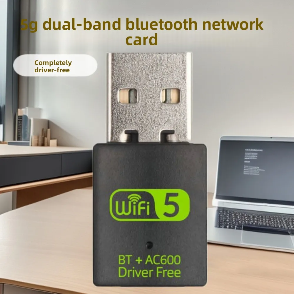600Mbps Bluetooth 5.0 2 em 1 Dongle Bluetooth BT + AC600 Adaptador de rede Wifi Driver grátis USB2.0 Placa de rede sem fio