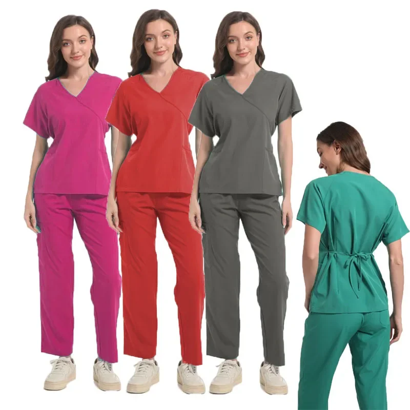 

Nurse Scrubs New Fashion Medical Scrub Soft Breathable Jogger Pants Set Surgical Uniforms Woman Nursing Clinical Doctor Workwear