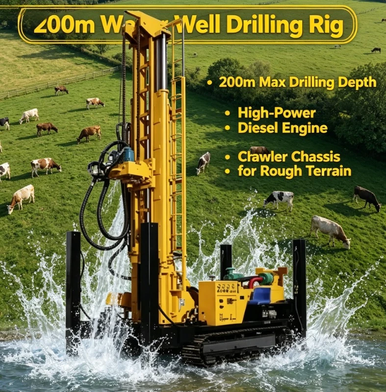 Customized Factory Price Crawler Type Water Well Drilling Rig Agricultural Water Well Driller Strong Mobility For Field Drill