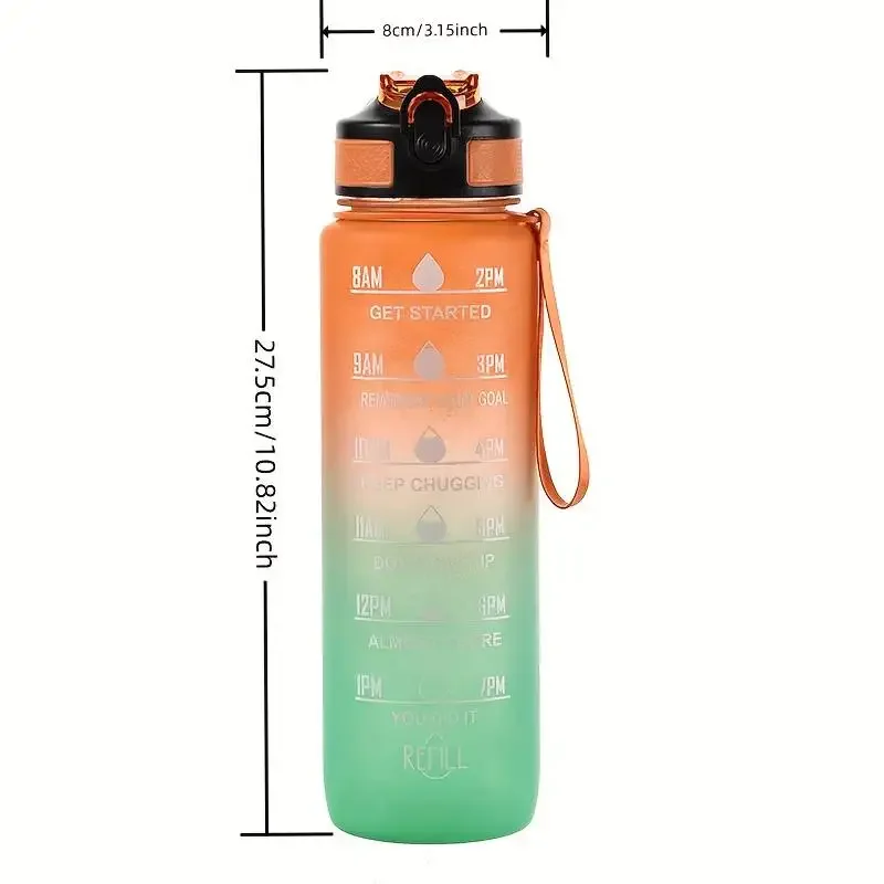 Gradient Color 1000mL Large Capacity Outdoor Sports Plastic Cup, Bouncing Suction Nozzle, Space Cup