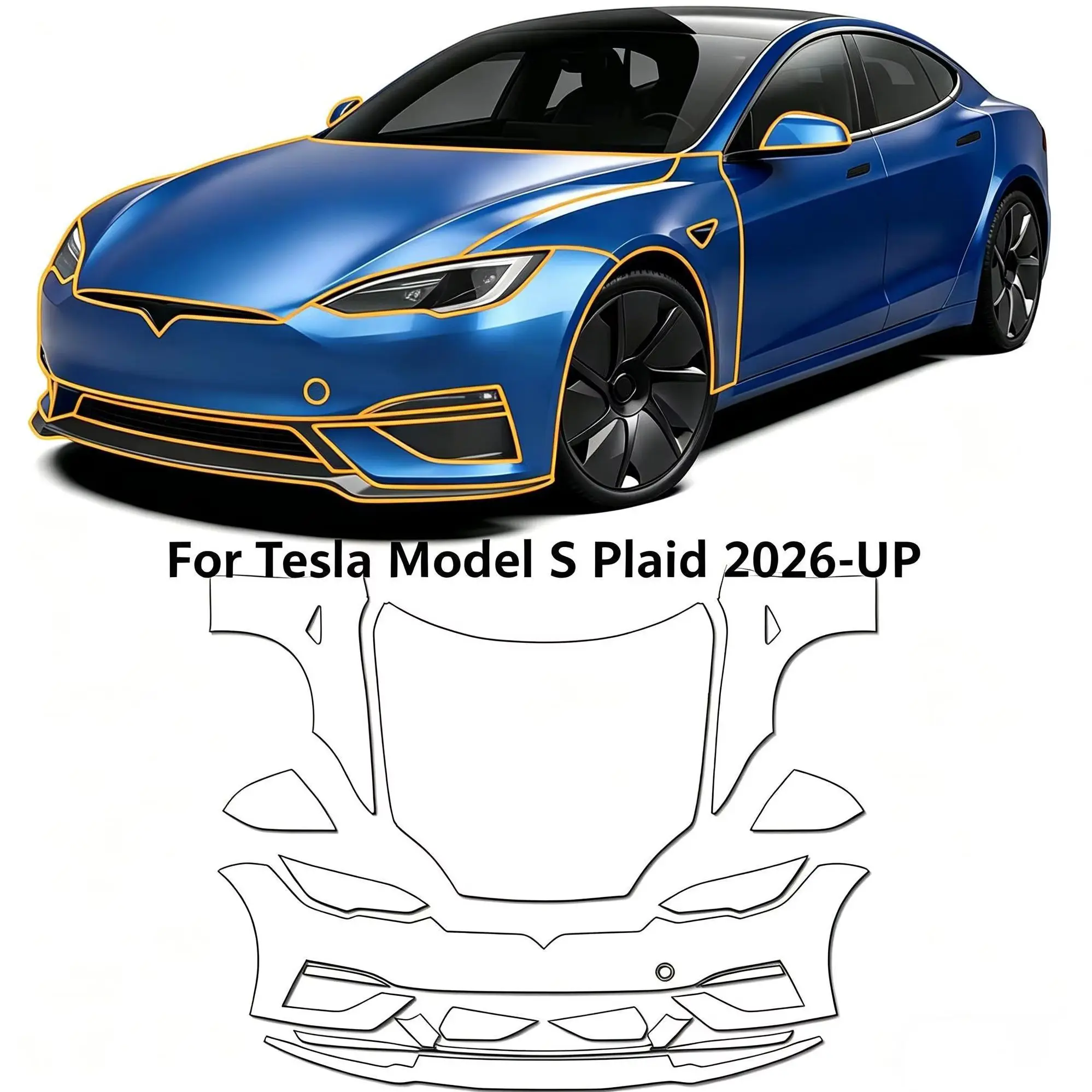 

Pre-cut PPF Invisible Kit For Tesla Model S Plaid 2026-UP TPU Bumper Hood Scratch-Resistant Self-Healing Paint Protection Film﻿