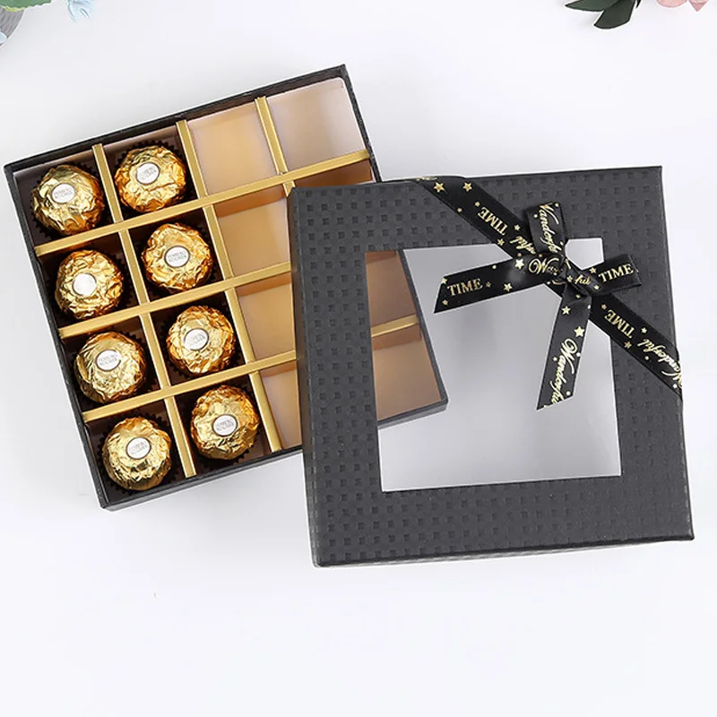 Clear Square Candy Gift Box Chocolate Cookie Candy Boxes Cookie Baking Packing Box Party Packaging Gift Boxs Wedding Christmas