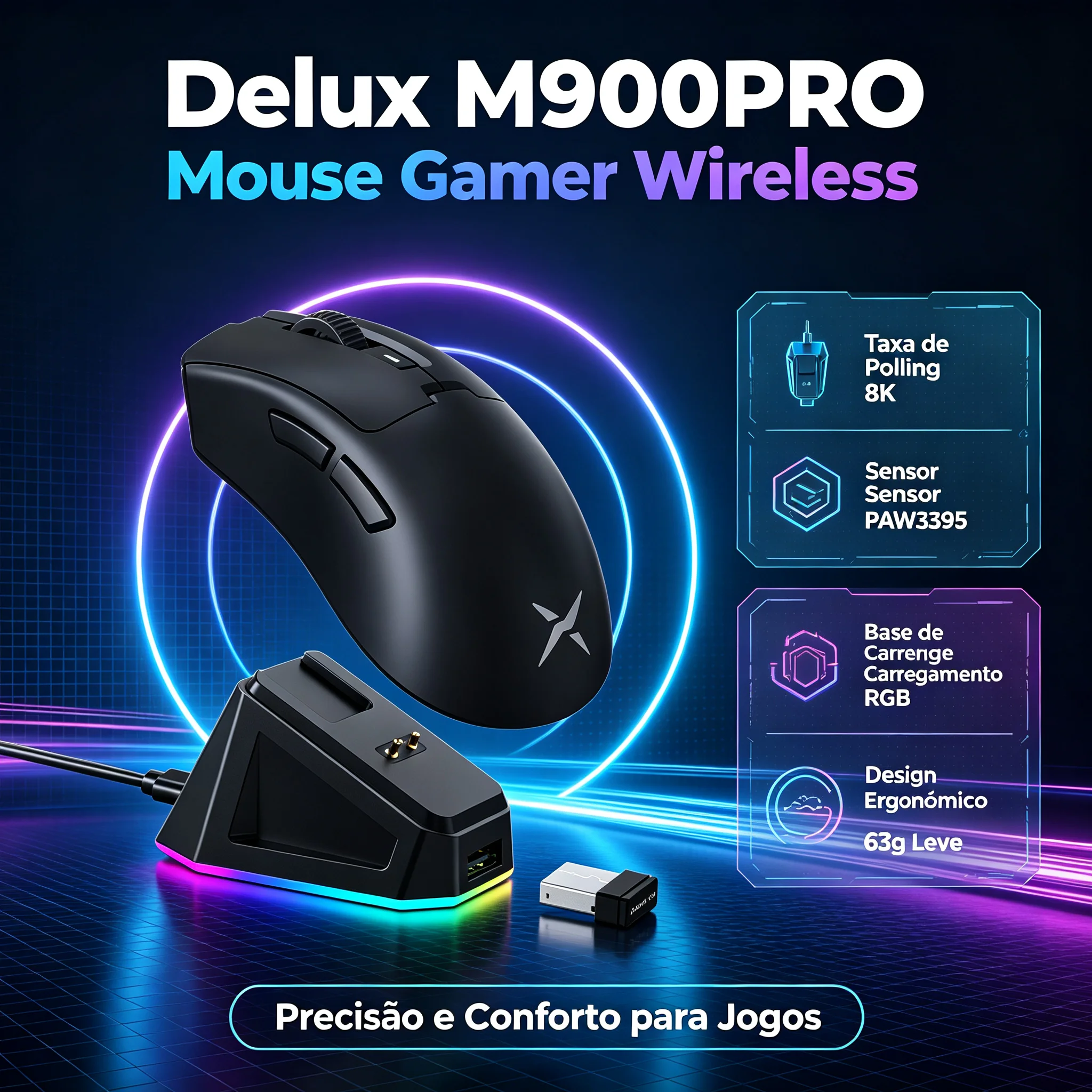 delux-m900pro-wireless-gaming-mouse8k-polling-rate-500mah-battery-paw3395-rgb-charging-dock-63g-lightweight-for-mouse-gamer
