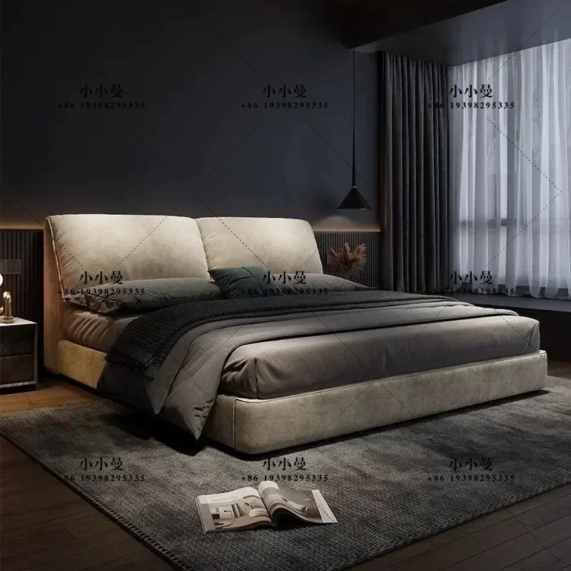 Italian elephant ear fabric bed master bedroom simple modern double bed
