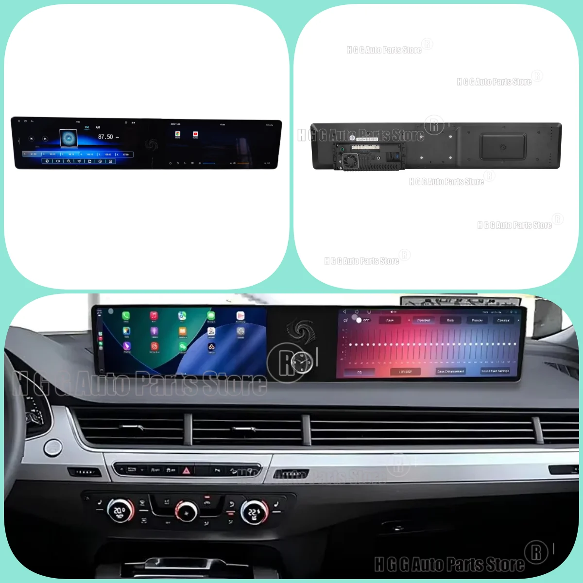 

MZ New Dual 12.3" For Audi A4/A4L 2016 2017-2020 Upgrade Car Radio Stereo Carplay GPS HD Touch Screen Navigation Device&BT 5.0