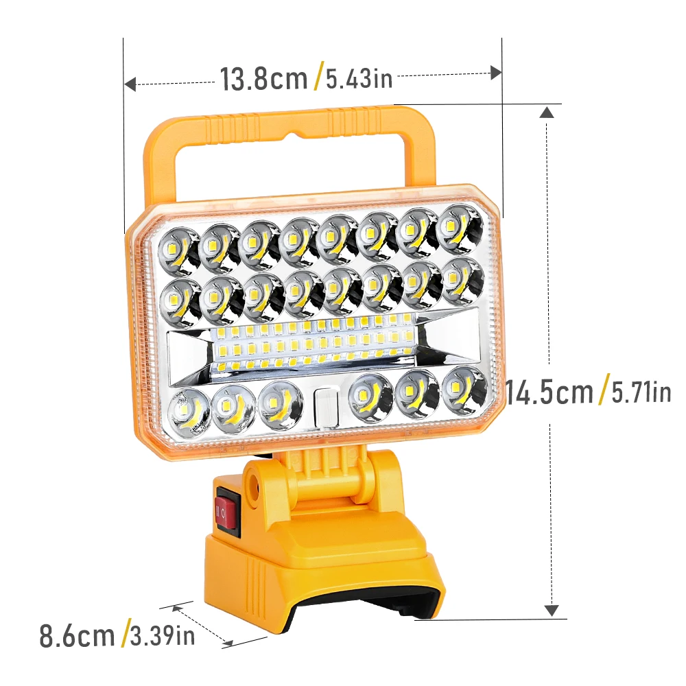 

Светодиодный фонарь 2000LM 18W для аккумулятора Dewalt 20V Max, рабочий фонарь с USB-портом для кемпинга и экстренных ситуаций (аккумулятор в комплект не входит)