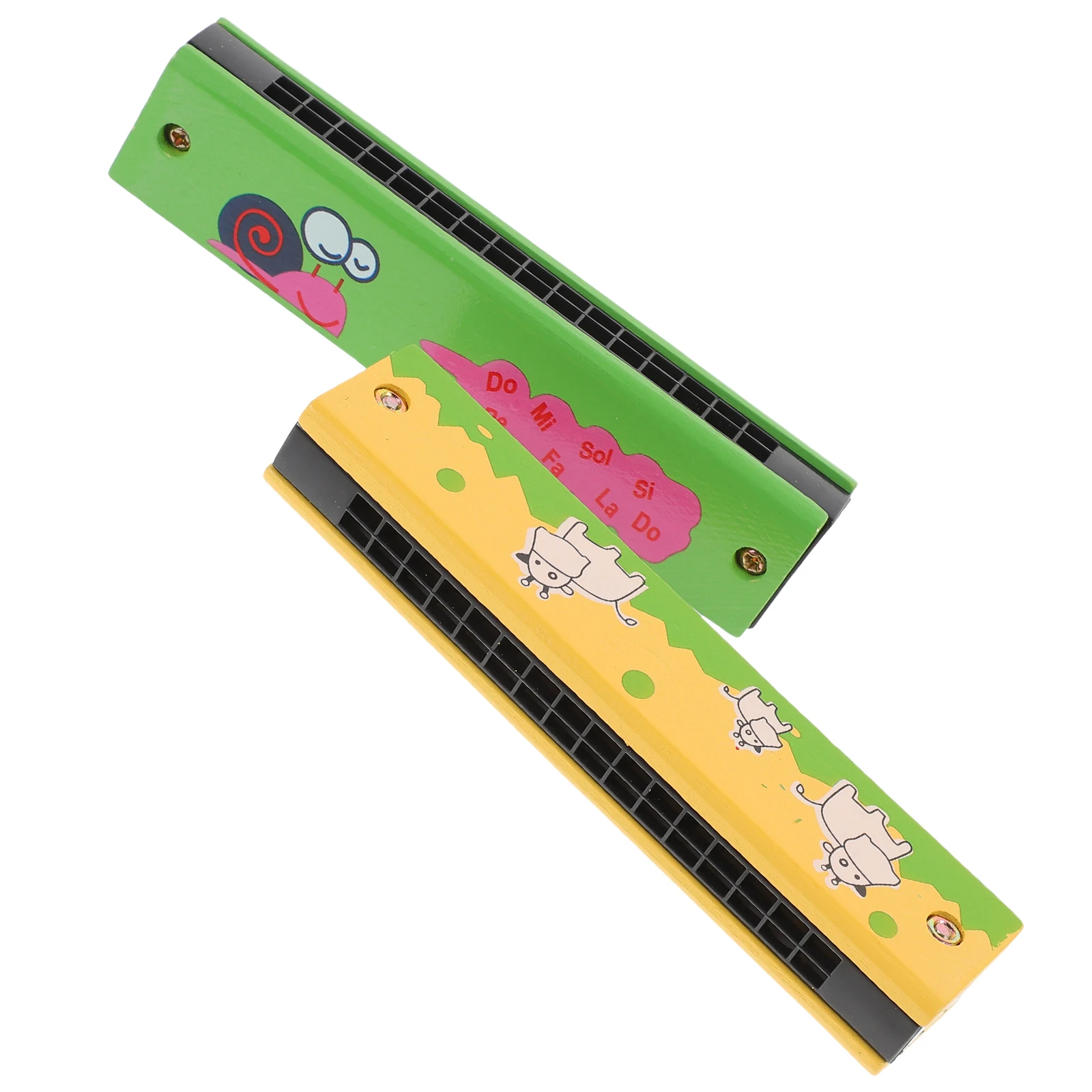 

2 Pcs Wooden Harmonica s Musical Instruments Harmonicas Beginner Cartoon for Adults