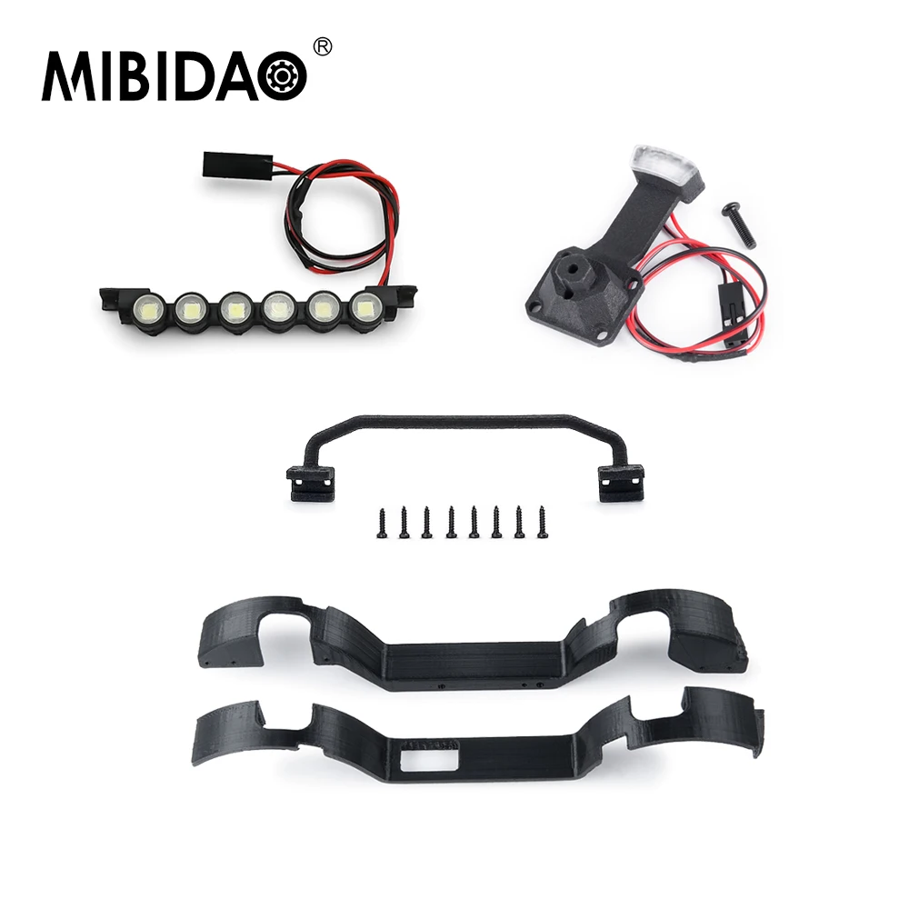 MIBIDAO 프론트 범퍼 브래킷 / 머드가드 / 루프 라이트 / 테일 브레이크 라이트 TRX-4M 브론코 1/18 RC 크롤러 카 트럭 업그레이드 부품