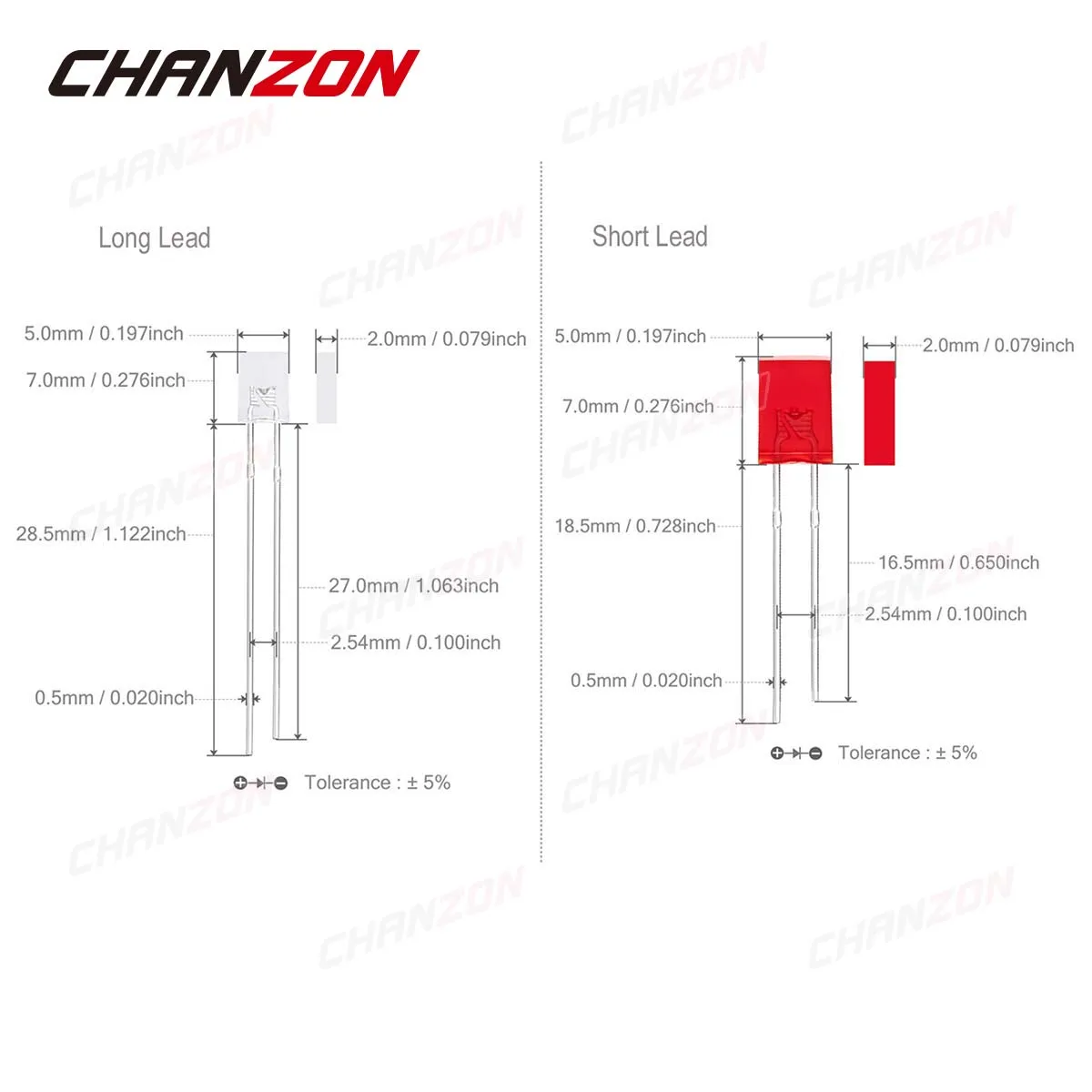 100 pcs 2x5x7 Rectangular LED Emitting Diode Lamp White Red Green Blue Yellow Orange Clear Diffused Color Square DIY Indicator