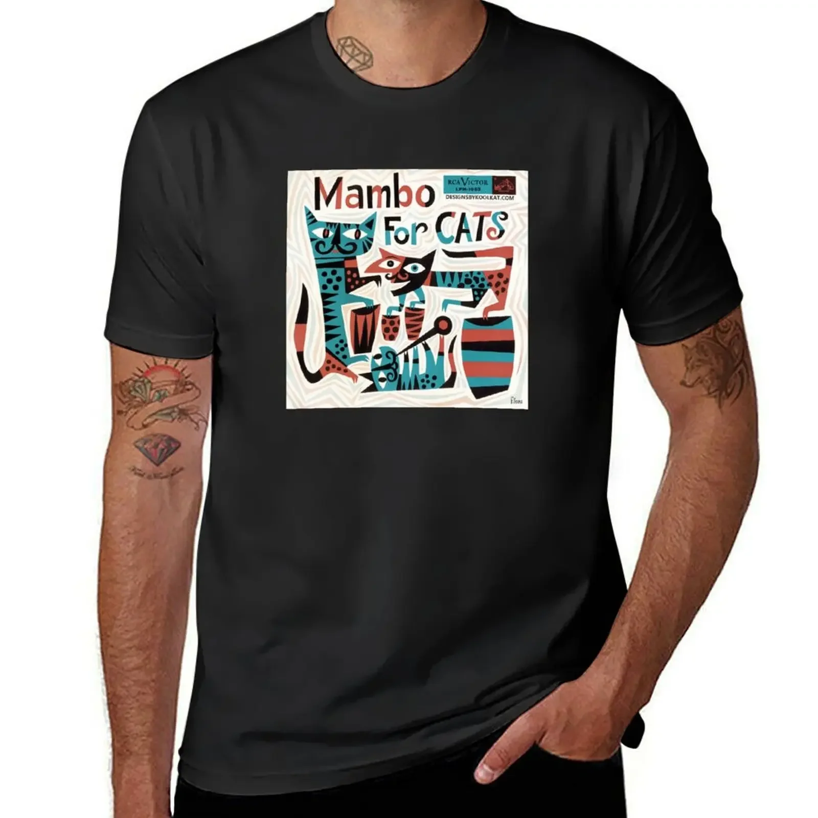 

Mambo for Cats Mid Century Record Sleeve Art T-Shirt designer shirts summer clothes oversized t shirts for men