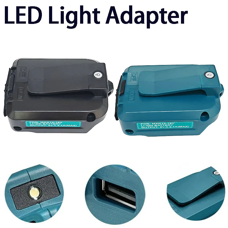 

USB Battery Adapter ADP05 with Dual USB Output Port and LED Light for Makita LXT Series 14.4-18V Rechargeable Battery Power Tool