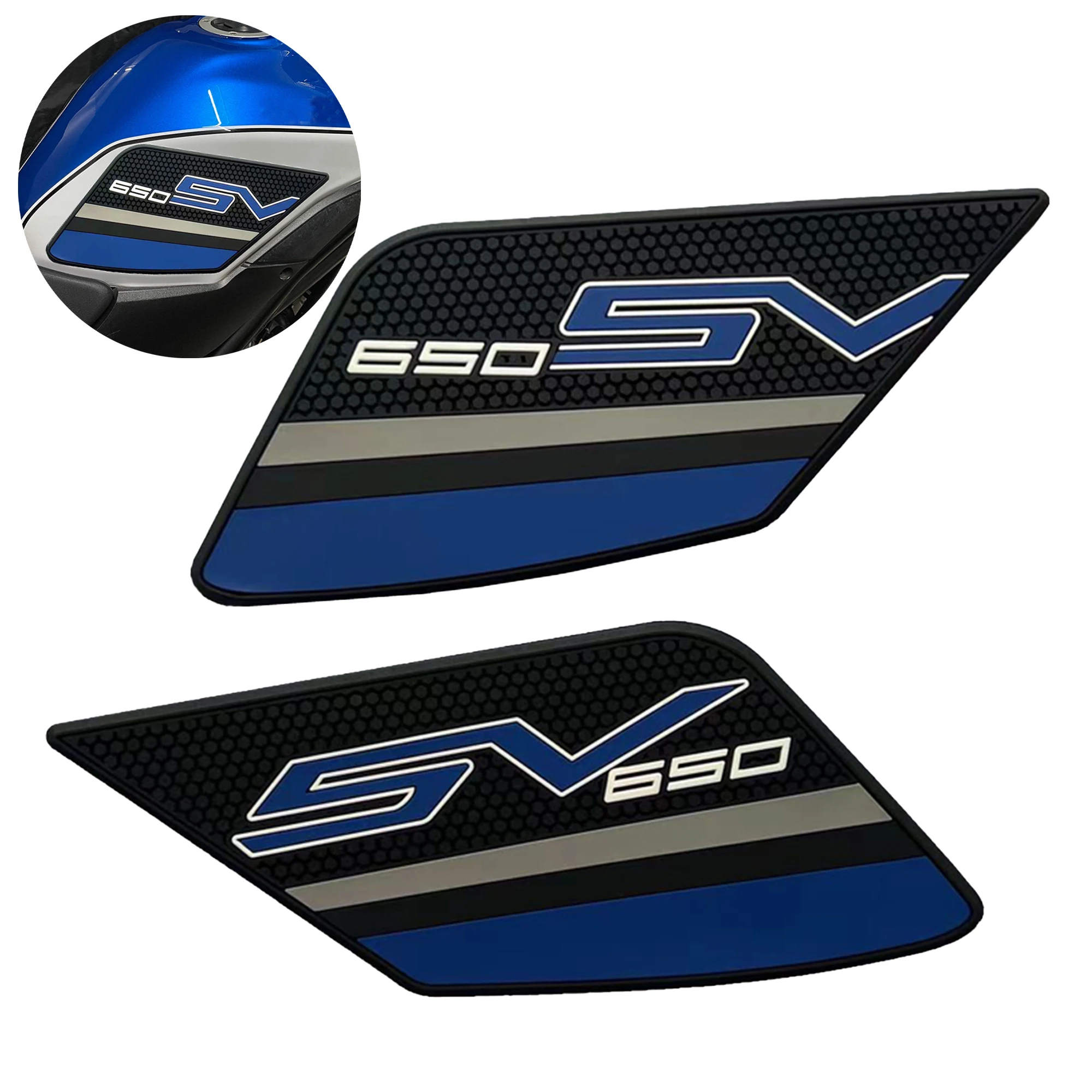 SV650 SV650X Fit Suzuki 3D Rubber Tank Pad Motorcycle Tank Pads Side Tank Traction Anti Slip Pad Knee Grips Stickers