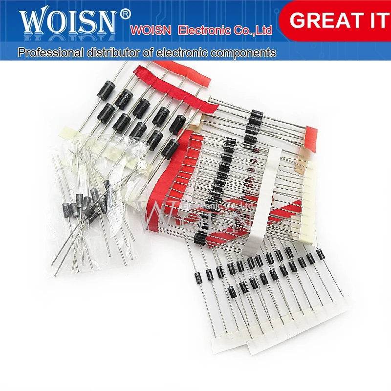 5PCS 1N4148 1N4007 1N5819 1N5399 1N5408 1N5822 FR107 FR207,8values=100pcs