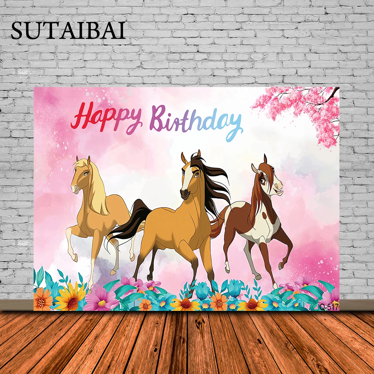 

Spirit Horse Backdrop Girls Happy Birthday Party Kids Racecourse Photograph Background Photo Banner Decoration Studio Prop