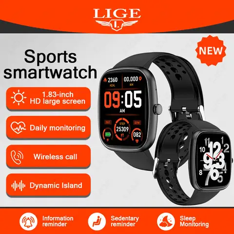 Nowy Smartwatch LIGE Tryb Sportowy Połączenia Bluetooth Ładowanie Magnetyczne Asystent Głosowy Smartwatch Damski Męski Wiele Trybów Sportowych