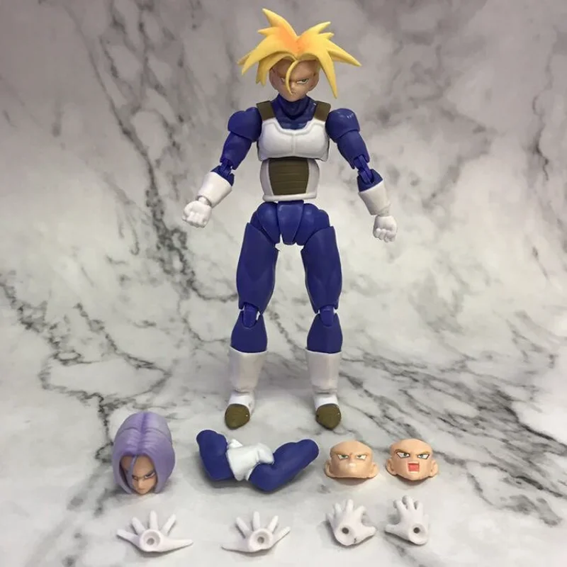 

Dragon Ball Figurine Saiyan Action Figure Trunks Interchangeable Head Movable Figurine Doll Display Model Toy Gift Collectible